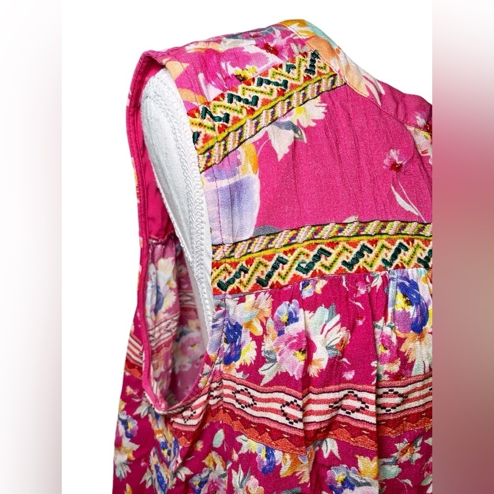 Vineet Bahl Vibrant Floral Sleeveless Blouse - Pink Multicolor - Picture 6 of 15